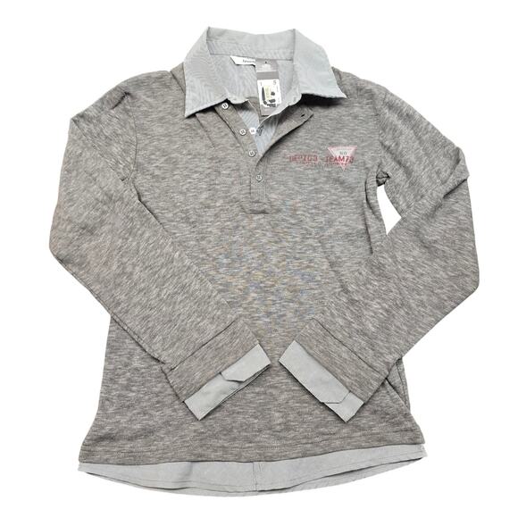 NEW NWT Boy's 3pommes Gray Collared Layered Look Long Sleeve - Size 12 - Picture 1 of 9